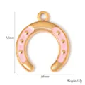 Goldener Edelstahl Hufeisen Anhänger Rosa Emailliert DIY Schmuck Charm 18x16mm 1.3g - Rosa