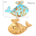 Edelstahl Ozean Serie Anhänger mit emailliertem Seestern und Fischschwanz für DIY Schmuck. - Delphin Blau