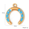 Edelstahl Hufeisen Anhänger mit blauem Emaille Gold Plating DIY Schmuck Zubehör 18x16mm - Blau