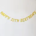 Gold glitter 13. Geburtstag Banner Party hängende Buchstaben Dekoration Variante Style. - Happy 13th Birthday in Goldglitzer
