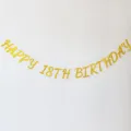 Gold Glitzer Happy 18 Geburtstag Banner Party Dekoration hängende Buchstaben Girlande. - Happy 18th Birthday in Goldglitzer