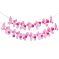 Pink happy birthday party banner with butterfly wings and heart details for celebration. - Pink Angel Wing Banners