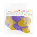 Detailed view of purple and gold glitter circular paper garland, perfect for party decor. - 2m / Glitter Gold & Purple Circle Garlands