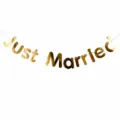 Gold foil Just Married letter banner for wedding party decoration and romantic celebration - JUST Letter Banner in Gold