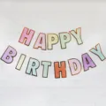 Ins colorful pearlescent macaron birthday banner party decoration hanging backdrop - Macaron Birthday Letter Banner (with Backing Card)