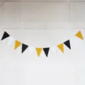 Black white gold triangle banner party decoration bunting garland for birthday celebration - Black White Gold