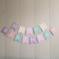Colorful macaron birthday banner flag for party and festival decoration, pastel party decor. - 16*20cm Macaron Fishtail Banner