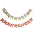 Bannière d'anniversaire décoration papier drapeaux licorne flamant happy birthday guirlande - Licorne bleue carrée