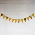 Gold metallic triangle banner bunting flags for birthday party celebration decoration set new - Glitter Gold & Mirror Gold
