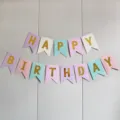 Macaron color happy birthday banner hanging decoration for party celebration supplies. - 11.5*16cm Macaron Gold Foil Fishtail Banner