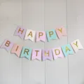 Macaron color birthday banner pastel party decoration hanging flag cute party style - 16*20cm Macaron Gold Foil Fishtail Banner