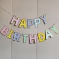 Colorful pastel happy birthday banner garland for party decoration and celebration events. - Small Candy Color Birthday Banner
