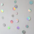 Iridescent holographic paper circle garland for birthday party wedding hanging decor - 2m Alternating Size Iridescent Silver Circle Garland (4cm+5cm)