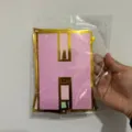 Pink and gold letter H banner for birthday party decoration, festive hanging flag decor. - Macaron Birthday Banner (without Backing Card)