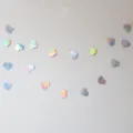 Holographic paper heart garland for party wedding decoration, shiny hanging decor string. - 2m Iridescent Silver Heart Garland