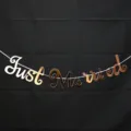 Just Married gold letter banner variant, elegant wedding party hanging decoration sign. - New Connected Just Married Banner in Rose Gold