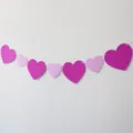 Pink and Purple Glitter Heart Paper Garland Banner for Party Hanging Decoration Supplies - 7-Piece Glitter Rose Pink Heart Garland (4 Large Rose Red + 3 Medium Pink)