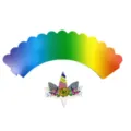 Rainbow unicorn cupcake wrappers and toppers set for birthday party decorations and events. - Gradient Wrapper / 6 Pieces/Pack