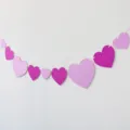 Pink and purple glitter heart paper garland for party decor, hanging decoration banner. - 9-Piece Glitter Rose Pink Heart Garland (2 Large Pink + 4 Medium Rose Red + 3 Small Pink)