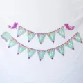 Mermaid theme happy birthday paper banner variant with colorful seashell and cute silhouettes. - Triangle Mermaid Banners