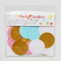 Colorful paper circle garland banner for party decoration, birthday and wedding supplies. - 2m / Pink, Blue, White and Glitter Gold Circle Garland