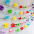 Colorful paper garland party hanging decorations, multi-color star and flower decor. - 3D Colorful Hearts
