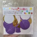 Paper circle garland banner for party and birthday decoration, colorful hanging decor. - 2m / Mirror Gold, White and Purple Circle Garland