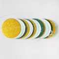 Glitter paper circle garland for party birthday decoration, 2m sewn paper dots string. - 2m / Dark Green, White, Light Blue & Glitter Gold Circle Garland