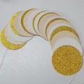 Gold and white glitter paper circle garland for holiday party and birthday decoration setup. - 2m / 2m Nude, White and Glitter Gold Circle Garland