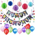 New Year party decoration set details featuring colorful honeycomb balls and hanging banners. - New Year Bunting Set 14