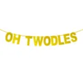 Gold Glitzer Buchstaben Girlande Oh Twodles Party Deko Banner für Geburtstag Feier. - Oh Twodles Geburtstagsbanner