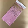 Roze gouden polkadot wegwerptafelkleed verpakt in doorzichtige zak met waarschuwing. - Roze tafelkleed met gouden stippen 137*274 cm