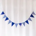 Royal blue triangle bunting banner, chevron party garland for birthday celebration. - Dark Blue Striped Pennant