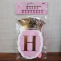Gold foil crown birthday banner letter garland party decoration supplies for kids celebration. - Pink Ballerina Birthday Decorations
