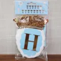 Gold foil glitter crown birthday banner party decoration set with hanging letter cards. - Blue Ballerina Birthday Decorations