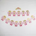 Pink Princess Crown Happy Birthday Banner Glitter Paper Party Hanging Decoration Set - Glitter Bow in Pink