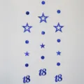 Blue hollow star and number 18 hanging banner for birthday party and festival decoration - Royal Blue 18th Birthday Garland
