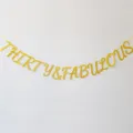 Χρυσή Γκλίτερ Μπάνερ Thirty & Fabulous Κρεμαστή Διακόσμηση Πάρτι για 30α Γενέθλια - Χρυσή γιρλάντα με χρυσόσκονη Thirty & Fabulous