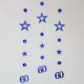 Blue 60th birthday hanging banner metallic star circle garland party decoration supply - Royal Blue 60th Birthday Garland
