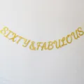 Χρυσή Γκλίτερ Sixty And Fabulous Πανό 60ης Γενεθλίων Πάρτι Κρεμαστή Διακόσμηση - Χρυσή γιρλάντα με χρυσόσκονη Sixty & Fabulous
