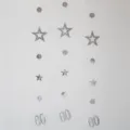 Silver star and number 60 hanging garland banner for birthday party decoration supplies. - Silver 60th Birthday Hanging Garland