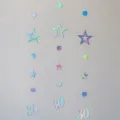 Holographic star circle number 30 party hanging garland decoration for birthday celebration. - Iridescent Silver 30th Birthday Banner