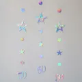 Holographic iridescent 50th birthday hanging garland multi-color star circle party decor - Iridescent Silver 50th Birthday Banner