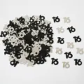 Confetti numero 16 nero e argento lucido per feste di compleanno e decorazioni tavoli. - Paillettes nero e argento 16 / 10.00g