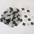 Coriandoli numero 18 neri e argentati per decorazioni tavola festa di compleanno. - Paillettes nero e argento 18 / 10.00g