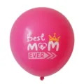 Detailed close-up view of the mother day pink latex balloon with festive print design. - Rose Red