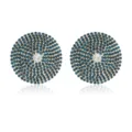 Gedetailleerde opname van vintage ronde strass oorbellen met blauwe kristallen en centrale kristal. - Blauwe Radiale Volledige Strass Stijl (DW22121310)