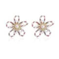 Handgemaakte kraalbloem oorbellen met kristallen parels, elegant design voor elke dag. - Roze-Paars Kristallen Kralen Bloem Stijl (M230412034) / Roze Paars