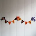 Guirlande suspendue en papier pour decoration de fete dHalloween avec motifs de sorcieres mignons - Banderole triangulaire d'Halloween
