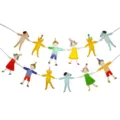 Jolie guirlande de fête mignonne avec enfants et animaux pour décoration de fête scolaire - Guirlande main dans la main